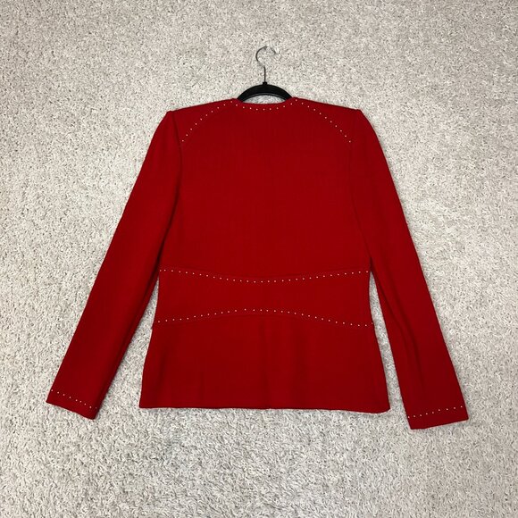 St John Collection Knit Stretch Blazer with Gold Embellishments Size 4 - Picture 8 of 9
